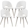 [en.casa] Set di 4 Sedie da Sala Pranzo Poltroncine per Salotto Cucina Sedie Imbottite con Rivestimento in Tessuto 77 x 50 x 55 cm - Beige