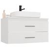 CDF Mobile Bagno Sospeso Sottolavabo per Lavabo da Appoggio Armadietto con 2 Cassetti Portaoggetti e Maniglie Design Moderno e Robusto per Arredo Bagno 80 cm Bianco