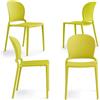 REDÒKASA Set 4 sedie in polipropilene JASMINE, impilabile, resistente ai raggi UV, design moderno, ideale per sala da pranzo, cucina, sala d'attesa, bar, ristoranti o giardino (Giallo limone, 4)