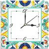 Napolamp Orologio piastrella in Ceramica da Tavolo con Stampa Decoro Vietrese 2 Adatto per Ogni Ambiente della casa dell'ufficio e dello Studio cm 11x0.5x11