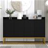 NovaFurnish Credenza moderna in stile minimalista a 4 ante senza maniglie per sala da pranzo, soggiorno, cucina, nero