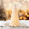 Nexoria Decorazione natalizia a LED, albero di Natale con luce a LED, in porcellana, decorazione natalizia, bianco, albero di Natale in ceramica, decorazione per Natale, decorazione da tavolo (C)