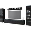 Muebles Slavic Set di mobili da soggiorno, set di mobili TV, 4 pezzi, mobili moderni per soggiorno, armadietto da parete, mobili da soggiorno (grafite nera, senza LED)