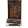 GIANTEX Appendiabiti con Panca Integrata e 3 Ganci | Scarpiera da Ingresso con 2 Cubi Portascarpe, Ripiano Nascosto, 90x38x170cm, Design Elegante, Facile Assemblaggio
