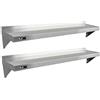 Kukoo, 2 mensole da parete in acciaio inox, 150 x 30 cm