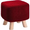 Totò Piccinni Pouf Sgabello poggiapiedi con gambe in legno (Velluto Bordeaux, Quadrato h 27,5)