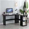sogesfurniture Scrivania per computer ad angolo, a forma di L, grande per laptop, da studio con 2 ripiani per ufficio in casa, Nero BHEU-XTD-SC01-BK