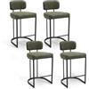 DAYALANE 4 PZ Sgabelli Cucina in Ecopelle con Poggiapiedi, Verde | Sedie Cucina Retrò con Struttura in Metallo, Sgabelo Bar con Schienale per Cucina Bancone