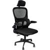 Supfine Sedia da ufficio ergonomica, sedia da ufficio con supporto lombare, schienale in rete, braccioli regolabili, rotazione a 360°, capacità 150 kg (nero)