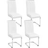 Yaheetech Set 4 Sedie Sala da Pranzo Moderne a Sbalzo Imbottite in Finta Pelle e Gambe in Metallo da Ufficio Salotto Soggiorno Portata 135 kg Bianco