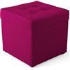MG Design Pouf contenitore imbottito 45 × 45 cm Rosa - capacità ca. 50 L, fino a 300 kg, struttura in legno massiccio, superficie opaca con trama fine, già montato e facile da pulire