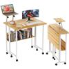 CHOWGOLI Scrivania pieghevole per computer con ruote, scrivania pieghevole con scaffali, salvaspazio, 80 x 58 x 75 cm, beige