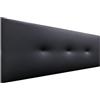 DHOME Testata in Similpelle o Tessuto Acualine Liscio con Bottoni Rivestiti in ALTA GAMMA Testata Letto di Lusso Imbottita Moderna (Similpelle Nero, 150x50cm (Letti 150/160))