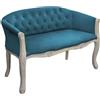 milani home - divano 2 posti in velluto blu, vintage, per salotto 107 x 61 x 70 cm