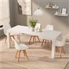 Mobili Fiver, Tavolo Allungabile First, 120(200) x80 cm, Bianco Frassino, per 6-8 persone, Tavolo Cucina, Soggiorno, Made in Italy