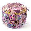 Eyes of India - Pouf rotondo con ricami colorati, per sedia, in stile bohémien, stile indiano, realizzato a mano, 43 x 30 cm, colore: Viola