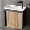 Planetmöbel Set mobili da bagno 2 pezzi Lavabo con mobile sottolavabo 50 x 48,3 x 24,8 cm grigio opaco/rovere Wotan, mobile sottolavabo con lavabo da incasso bianco