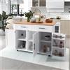 KUAKE Isola della cucina indipendente con piano di lavoro pieghevole, mobile da cucina su 5 ruote, con ripiano e 2 cassetti, per sala da pranzo (bianco)