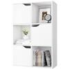 FirFurd Libreria Bianca con 6 cubi e 3 Porte, Libreria Armadietto 3 Ripiani, Mobiletto Multiuso per Soggiorno, Camera da Letto, Ufficio, 60x 90x 29cm Bianco
