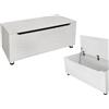 MA MAISON Cassapanca Contenitore Rettangolare in Legno Bianco - Portaogetti, da Ingresso, Poggiapiedi, Salvaspazio, Camera da letto, Soggiorno, Design Moderno, con Venature - 100X40X35h CM
