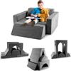 COSTWAY Divano Modulare per Bambini 8 Pezzi, Divanetto per Bambini con Copertura Staccabile per Sala Giochi e Camera da Letto, Divano Creativo per Bambini per Giocare, Creare e Dormire (Grigio)