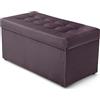 MG Design Pouf contenitore imbottito 45 × 90 cm Viola - capacità ca. 100 L, fino a 300 kg, seduta morbida, struttura solida, già montato e facile da pulire