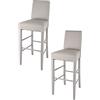 t m c s Tommychairs - Set 2 sgabelli alti e moderni modello Luisa per cucina e bar, struttura in legno di faggio grigio chiaro, Seduta e Schienale Imbottiti e Rivestiti in pelle artificiale grigio chiaro
