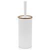 Inbagno Portascopino WC, in plastica Bianco, con Dettagli Effetto Legno, Serie Blob