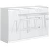 meble masztalerz Cassettiera Camera da Letto con 2 Ante e 3 Cassetti - Credenza Soggiorno - Moderna Comò - Cassettiera Alta - Mobiletto con Cassetti - Bianco con Frontale Lucido 120 x 39 x 78,5 cm