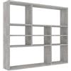 Ksodgun Scaffale da parete rettangolare, Libreria combinata per scaffali per contenitori decorativi, 10 vani a giorno, 90x16x78 cm, grigio cemento