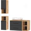 Planetmöbel Set di mobili da bagno mobile vanity LUX 100 cm rovere oro/antracite SENZA lavabo con 2x mobile midi rovere oro/antracite