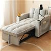 KAZZIO Divano letti 3 in 1 - allungabile, con portabevande e supporto cellulare, sedia sdraio e poltrona, 83 x 167 x 76 cm (grigio)