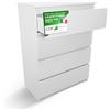 CDF Cassettiera 4 Cassetti in Laminato Senza Maniglie Bianco 40x70x97 cm | per Camera da Letto e Soggiorno, Stile Moderno, Organizzazione Domestica, Uso Quotidiano per la Casa e Cameretta