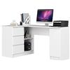 AKORD Scrivania ad Angolo B-20 | 3 cassetti, 2 Ripiani e uno con Anta | per l'ufficio in casa | 155x77x85 | 60 kg Bianco