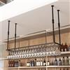 YDEHUEAD Portabicchieri da vino da appendere in altezza regolabile/Portabottiglie da Soffitto - Mensola da Soffitto/Portabottiglie da vino vintage/Portabottiglie da parete rustico (Nero, 120 * 40cm)