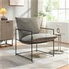 [en.casa] Poltrona Moderna con Cuscino Imbottito e Telaio in Metallo Sedia Relax per Soggiorno Salotto Camera da Letto 90 x 61 x 70 cm Nero/Grigio Scuro