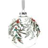 Hervit Sfera Vetro Soffiato Trasparente con Foglioline Verdi e Strass Multicolor - Scatola Regalo - 2 Fantasie 2 Dimensioni - Palla Addobbo Albero Natale - Decorazione Natalizia Bomboniera - Ø10cm