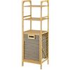 [en.casa] Mobile Portabiancheria in bambù (AxLxP): 118 x 39,5 x 30,5 cm con Ripiani Portaoggetti - Incluso Sacco Rimovibile per Bucato