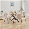DEYARNA HOME Set Sala da Pranzo, Tavolo da Pranzo Rotondo da 100 cm con 4 Sedie da Pranzo in Tessuto di Lino， Ideale per Cucina, Soggiorno, Sala da Pranzo (Legno Chiaro+LX-Kaki)