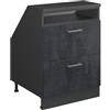 Vicco Mobile cucina sottotetto R-Line, Calce nera, 60 cm con 2 cassetti, carcassa 60 cm profondità, per la libera combinazione all'interno di sistemi cucina modulari