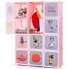 COSTWAY Portatile Guardaroba per Bambini, Armadio Guardaroba Modulare per Bambini con 2 Barre Appendiabiti, per Cameretta Camera da Letto, 107 x 36 x 142 cm (Rosa)