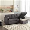 Trdlpyn Divano Letto Multifunzionale con Contenitore e Letto Estraibile, Chaise Longue Intercambiabile, divano componibile a L con Sedute Contenitore, divano Angolare Componibile per Soggiorno,Grigio scuro