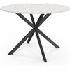 IDMarket - ALIX Tavolo da pranzo rotondo per 6 persone con gamba a ragno nera e piano effetto terrazzo SIMONE 110 cm