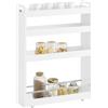 SoBuy Carrello Slim per Cucina e Bagno con 4 Ruote Scaffale Salvaspazio a 4 Ripiani con Aste Antiscivolo Unità di Stoccaggio per Cucina, Bagno, Forniture per Bellezza o Artigianato 60x18x82cm NSR01-W