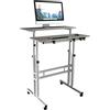 DlandHome Scrivania Sit-Stand Laptop,laptop stand standing desk Tavolino Caffe per Casa o Studio con 4 Ruote Mobile e Blocco, Scrivania Lavoro per Discorso, Altezza Regolabile 67-115cm, di Legno Acero