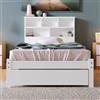 TIZZ Letto singolo in legno massello con cassetti e rete a doghe, libreria per ragazzi e adulti, bianco (90 x 200 cm)