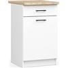 AKORD Mobile da cucina OLIWIA 50 cm | con 1 anta e 1 cassetto | Componibile Mobili da Cucine Armadi | Pannello laminato | 50 x 85 x 46 cm | 27,40 kg | Bianco