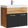 Badplaats B.V. Mobile da Bagno Montreal 01 60cm Rovere con Nero Opaco - Armadio mobiletto lavabo Mobili Armadietto
