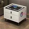 GXSDYYDS Comodino Smart, Comodini Camera da letto con luce LED con 2 Cassettis, Comodino con Bianco Ricarica Wireless & 2 Altoparlanti Bluetooth, 2 Porte USB, Mobili Camera da Letto Moderni, 40×45×50