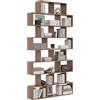 KUBUTKU Grande scaffale da parete Libreria con 16 scomparti, 240,2 x 123,6 x 18 cm (noce)